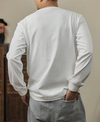 10.5 oz Cotton Loopwheel Tubular Long Sleeve T-Shirt - White