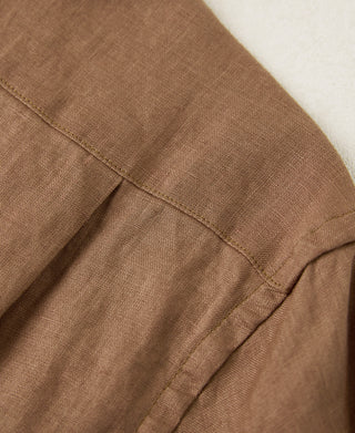 1950s Italian Collar Linen Shirt - Brown