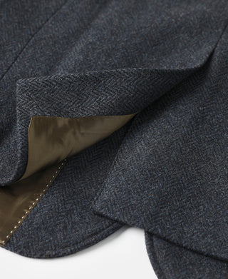 Blue-Gray Herringbone Tweed Suit Jacket