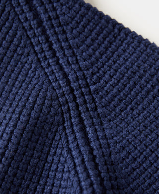 Shawl Collar Raglan Sleeve Wool Cardigan - Navy Blue