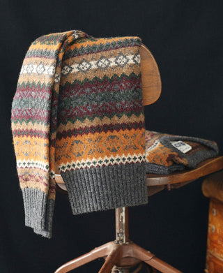 Shetland Wool Long Sleeve Fair Isle Sweater