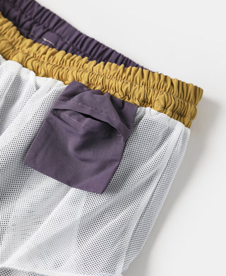 Two-Tone Beach Swim Trunks - Purple/Mustard