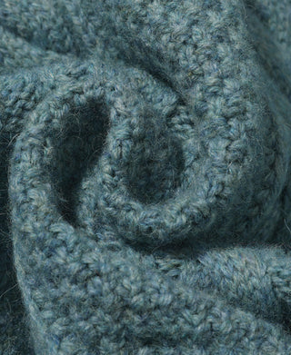 Cable Knit Round Collar Cardigan - Pale Blue