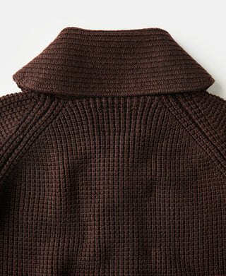 Shawl Collar Raglan Sleeve Wool Cardigan - Dark Brown