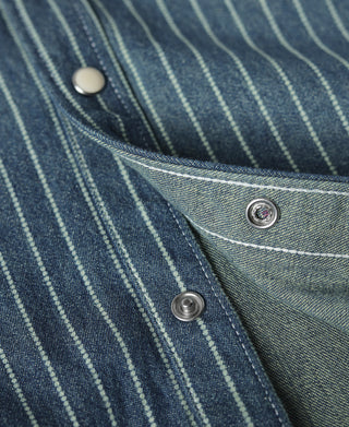 Slim Fit Wabash Striped Indigo Western Shirt