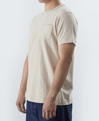 7.4 oz Slub Cotton Loopwheel Tubular Pocket T-Shirt - Apricot