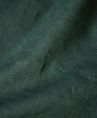 1950s Italian Collar Long-Sleeve Linen Shirt - Dark Green