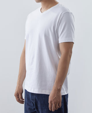 7.2 oz Cotton V-Neck Tubular T-Shirt - White