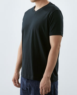 7.2 oz Cotton V-Neck Tubular T-Shirt - Black