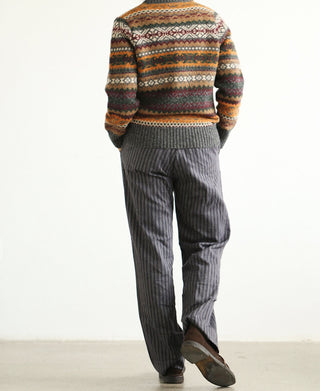 Shetland Wool Long Sleeve Fair Isle Sweater