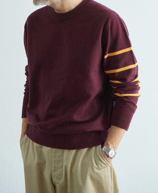 Collegiate Striped Crew Neck Pullover Sweater