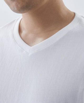 7.2 oz Cotton V-Neck Tubular T-Shirt - White