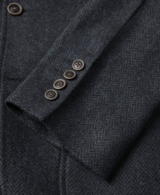 Blue-Gray Herringbone Tweed Suit Jacket