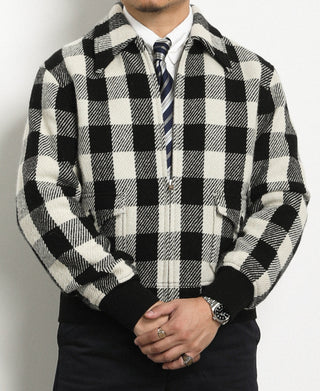 Lot 356 Buffalo Plaid Wool Ribbed Jacket - White/Black