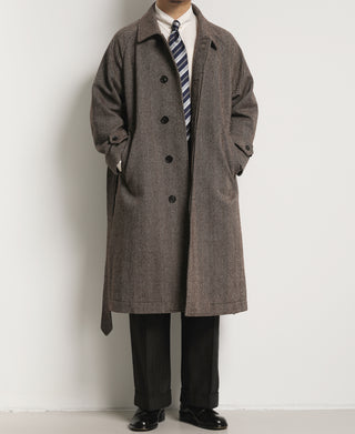 Lot 320 Herringbone Wool Balmacaan Long Coat