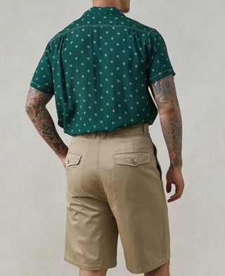 Lot 220 Dotted Open Collar Shirt - Dark Green