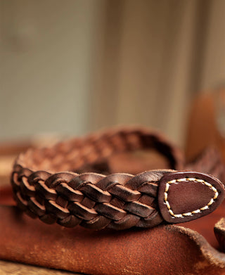 Braided Leather Belt - Coffee