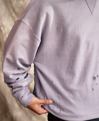 Distressed Splatter Paint Turtleneck Sweatshirt - Pale Purple