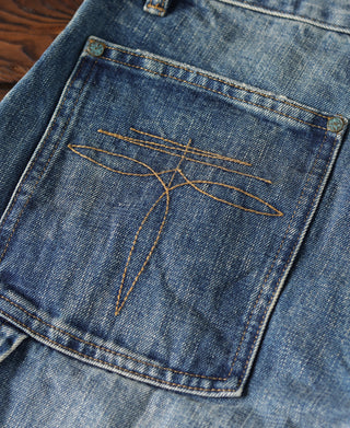 Repaired Embroidered Double Knee Carpenter Jeans