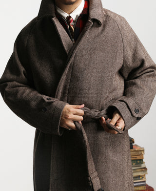 Lot 320 Herringbone Wool Balmacaan Long Coat