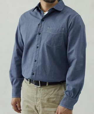 1930s Jaspé Workshirt - Grayish Blue