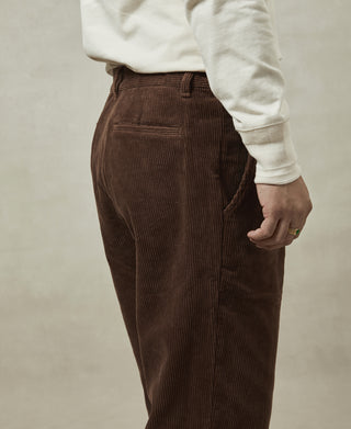 Straight-Leg Double-Pleated Cotton-Corduroy Trousers - Brown