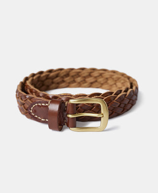 Braided Leather Belt - Brown