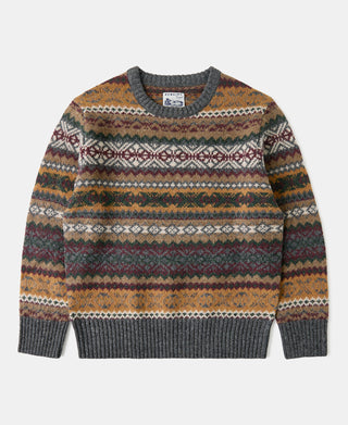 Shetland Wool Long Sleeve Fair Isle Sweater