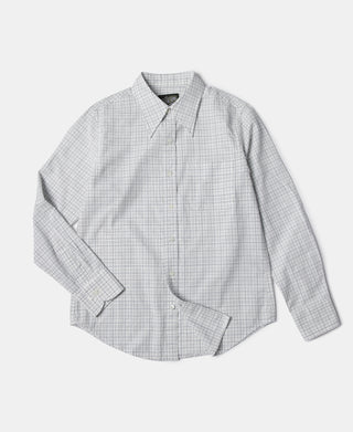 1930s Dobby Grid Check Spearpoint Collar Dress Shirt