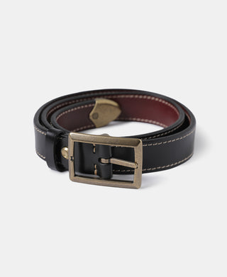 Brass-Tipped Reversible Leather Belt - Black / Reddish Brown