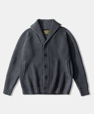 Shawl Collar Raglan Sleeve Wool Cardigan - Dark Gray