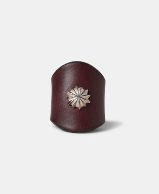 Sterling Chrysanth Accent Leather Bandana Slide - Burgundy