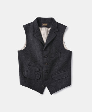 1930s Charcoal Gray Tweed Lapel Vest