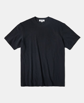 Classic Fit Loopwheel Slub Cotton T-Shirt - Black