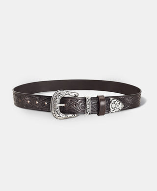 Arabesque Carved Belt - Coffee