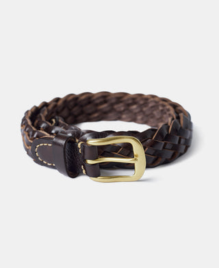 Braided Leather Belt - Coffee