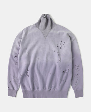 Distressed Splatter Paint Turtleneck Sweatshirt - Pale Purple