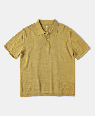 High-low Hem Slub Cotton Polo Shirt - Gold