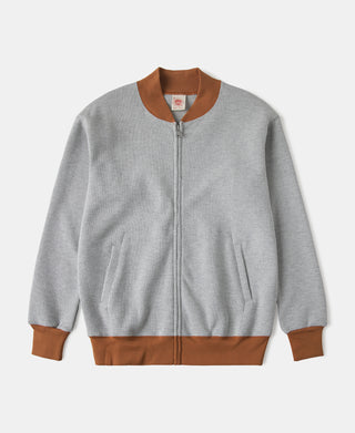 Waffle Cotton Full-Zip Track Jacket - Gray