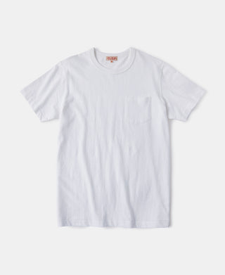 7.4 oz Slub Cotton Loopwheel Tubular Pocket T-Shirt - White