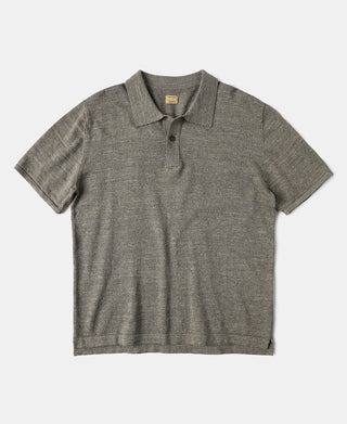 High-low Hem Slub Cotton Polo Shirt - Gray Brown