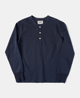 Vintage Long Sleeve Henley Shirt - Navy