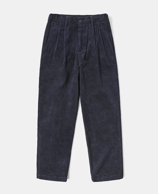 Straight-Leg Double-Pleated Cotton-Corduroy Trousers - Indigo