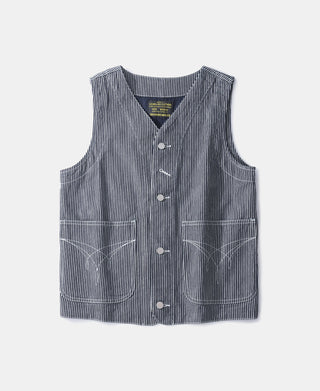 Color Woven Striped Canvas Work Vest