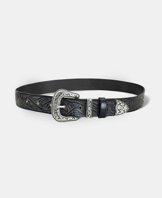 Arabesque Carved Belt - Black