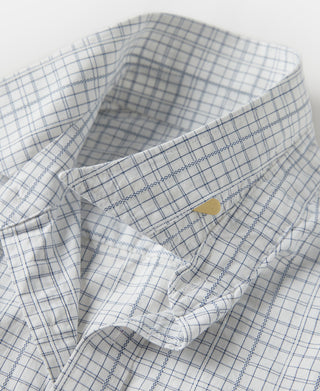 1930s Dobby Grid Check Spearpoint Collar Dress Shirt