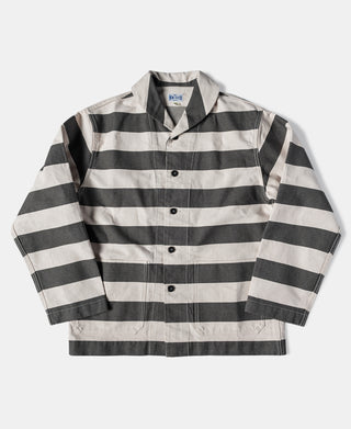 Prison Stripe Shawl Collar Coverall Jacket