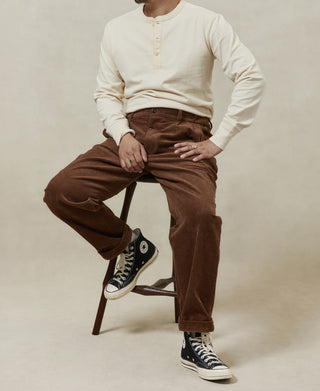 Straight-Leg Double-Pleated Cotton-Corduroy Trousers - Brown