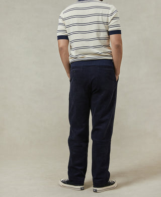 Straight-Leg Double-Pleated Cotton-Corduroy Trousers - Indigo