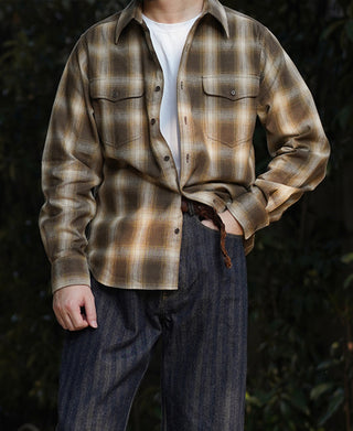 1950s Western Shadow Plaid Workshirt - Yellow